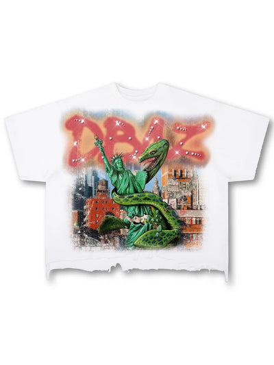 T-shirt Coupe Boxy Bling Liberty Snake-586