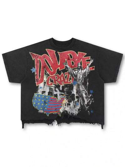 T-shirt Rockstar Motif Carte USA Vieillie-589