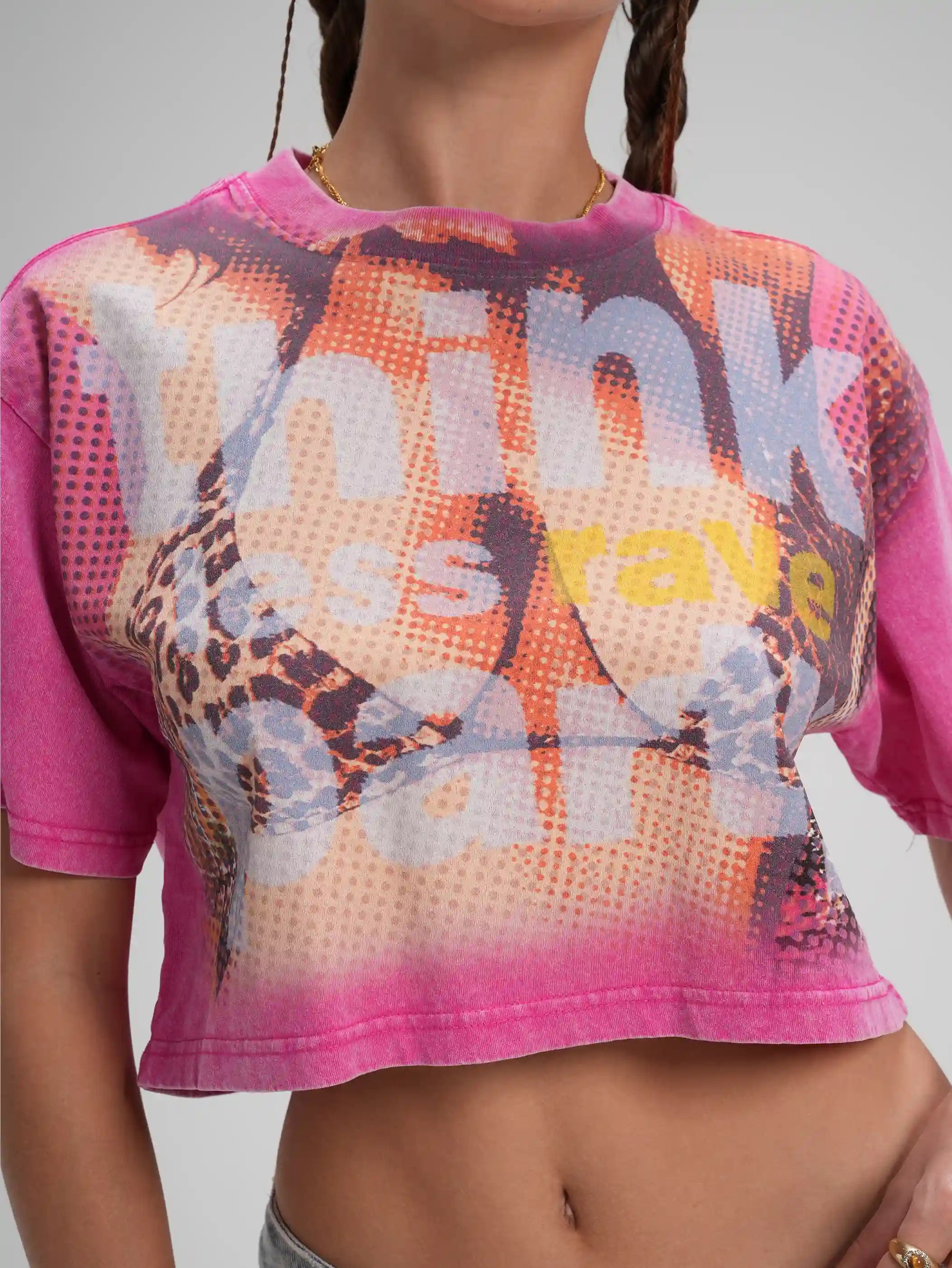 Leopard Bikini Slogan Crop Tee-591