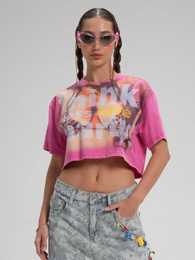 Leopard Bikini Slogan Crop Tee-591