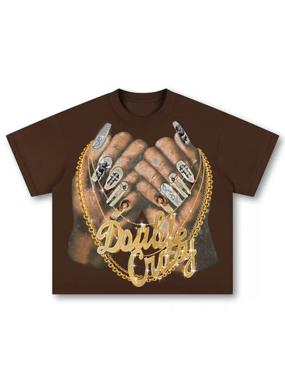 Bling Gold Chain Nail Boxy Tee-593