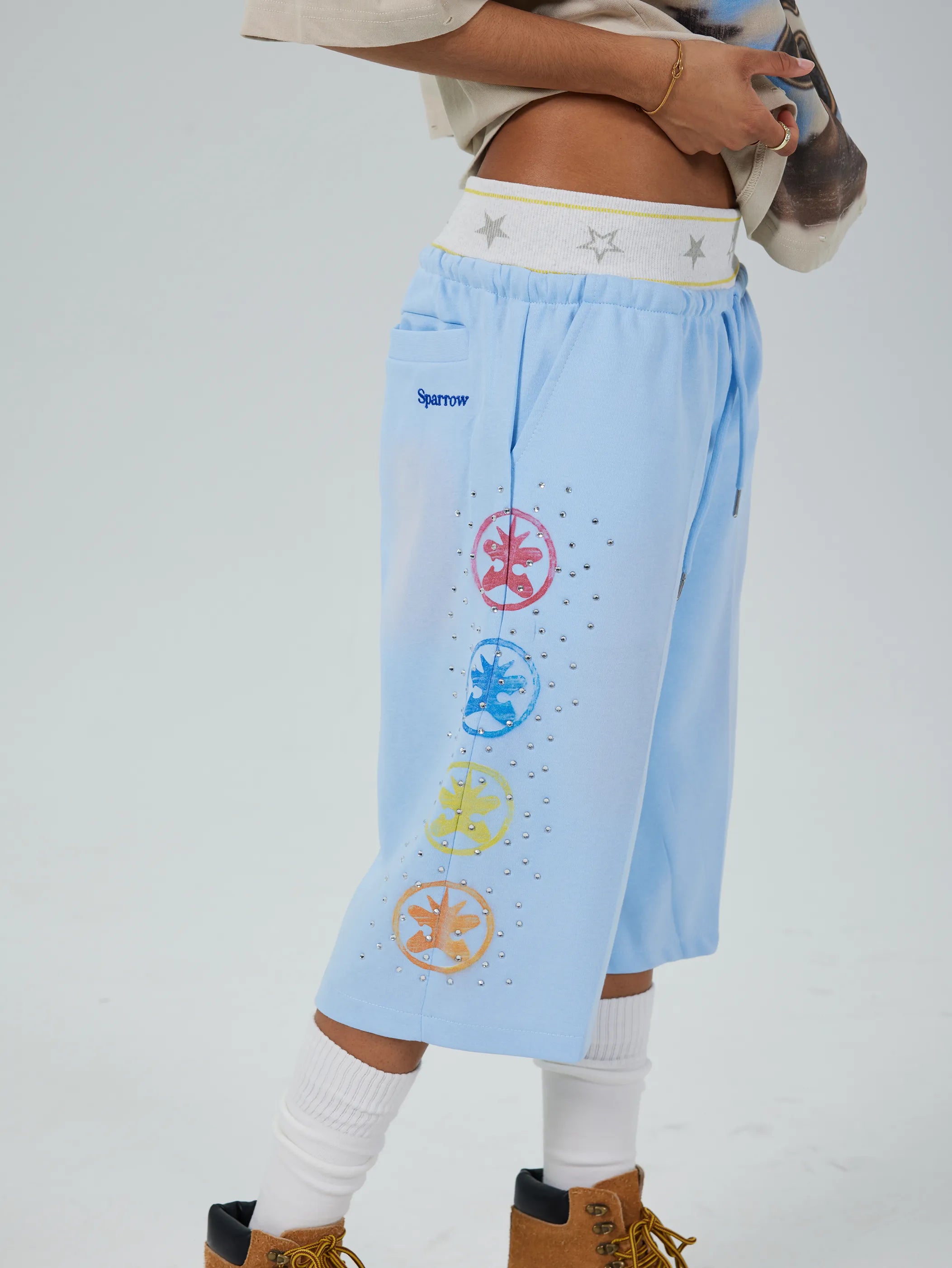 Shorts superposés glacés délavés-679