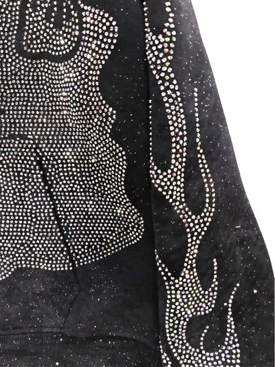 DOUBLECRAZY Flame Man Diamond Gradient Vintage Hoodie-043