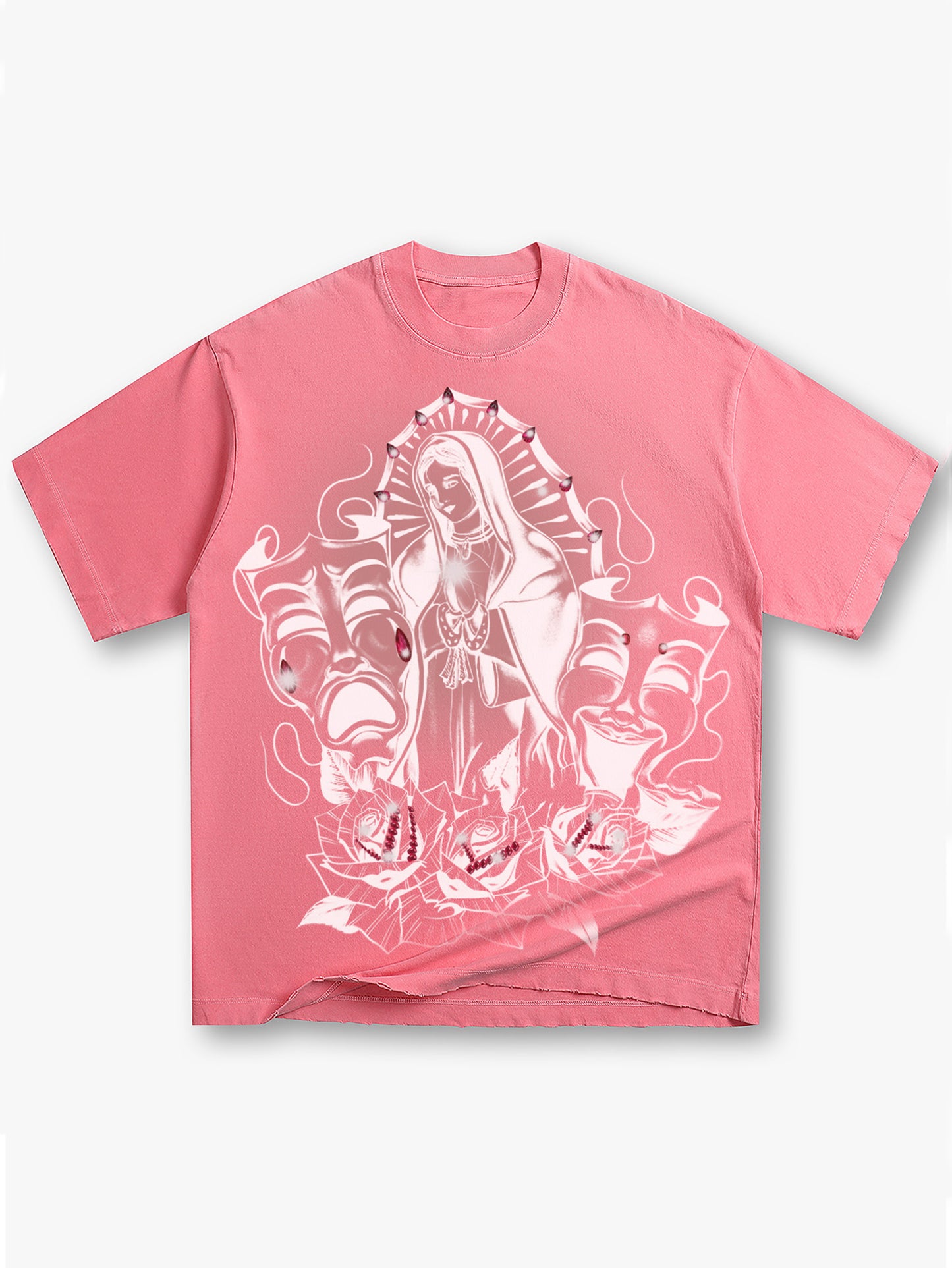 Chicano Gothic Graphic Tee for Men Drama Mask Streetwear Oversized T Shirt-179