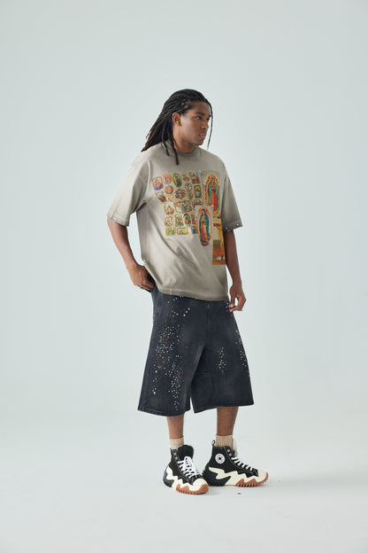 New Arrival Catholic Collage T Shirt Religious Vintage Streetwear Tee-173