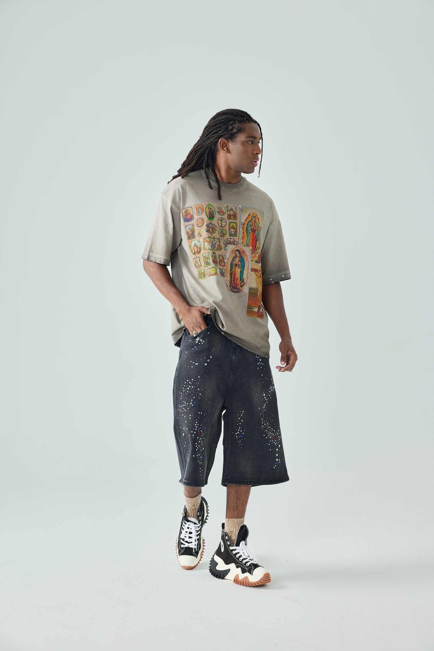 New Arrival Catholic Collage T Shirt Religious Vintage Streetwear Tee-173