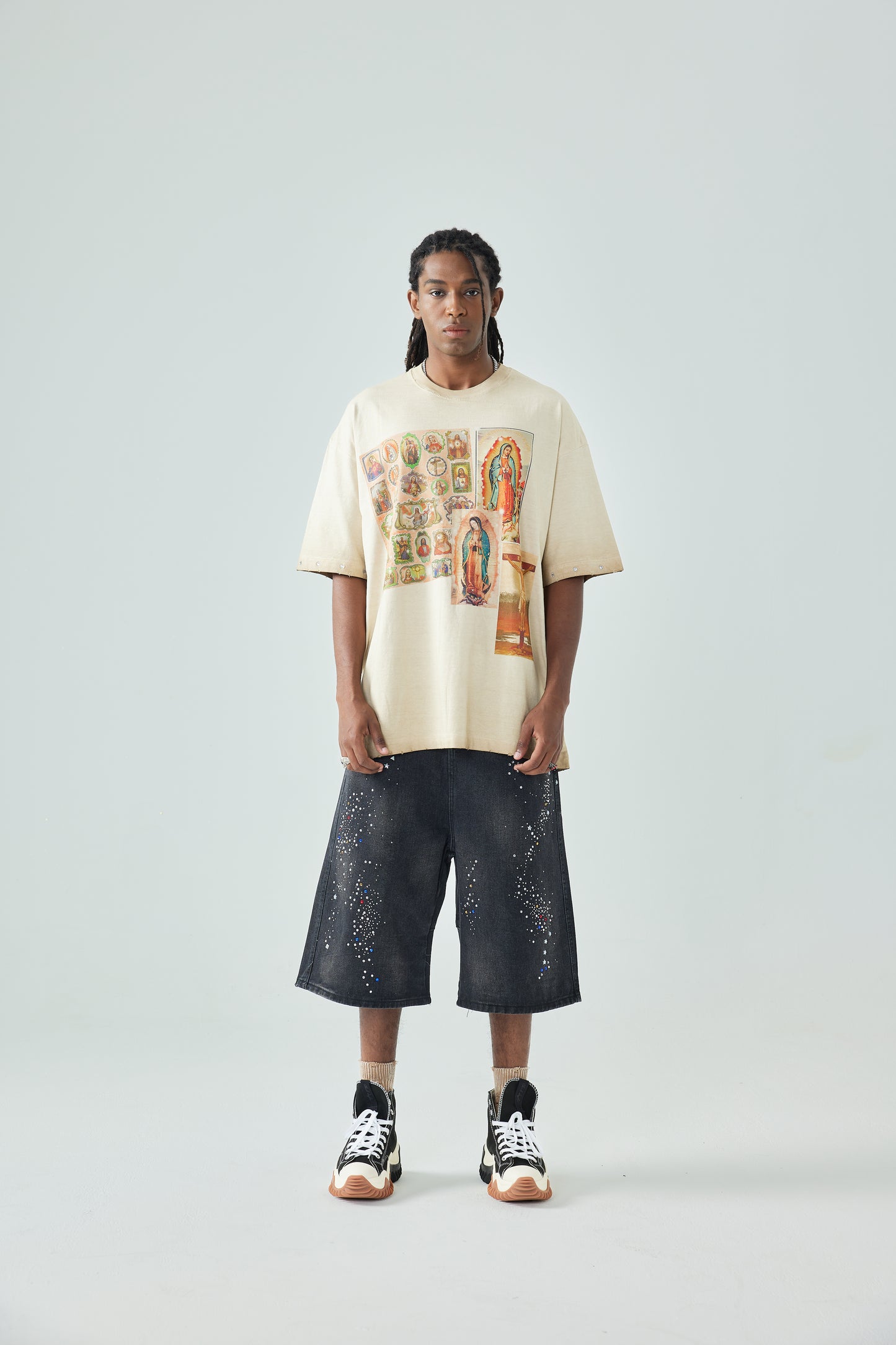 New Arrival Catholic Collage T Shirt Religious Vintage Streetwear Tee-173