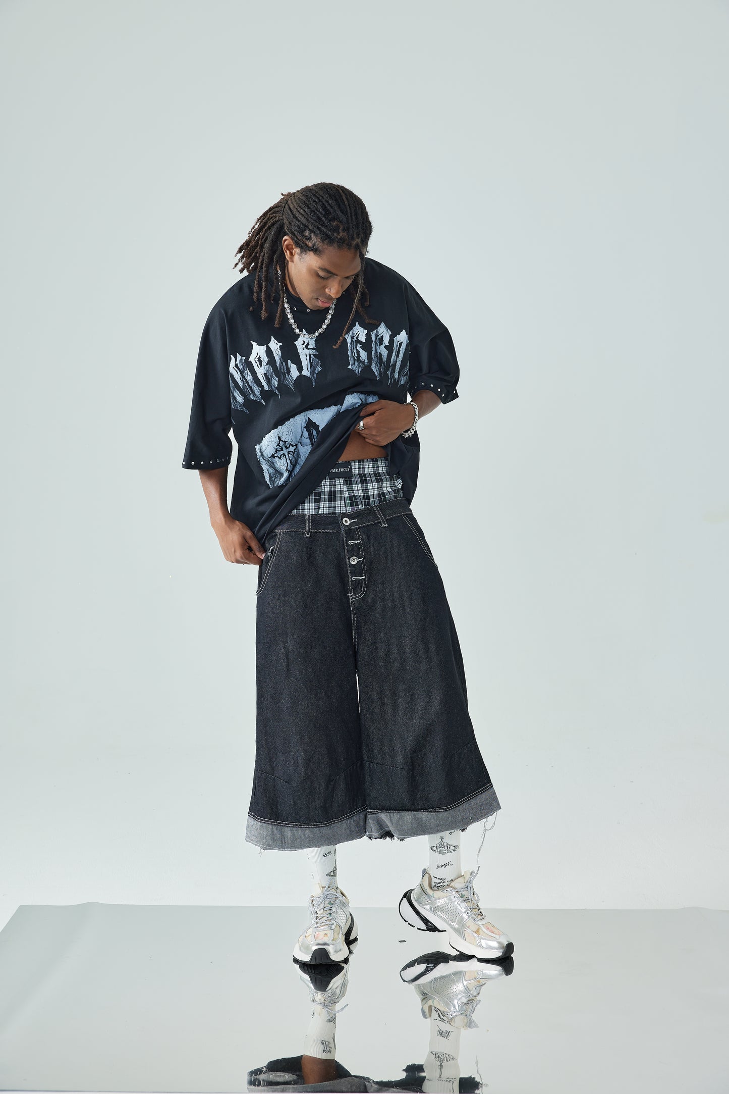 New Style Gothic Graphic T Shirt Oversized Black Streetwear Cross Print Punk Rock Style Tee-189