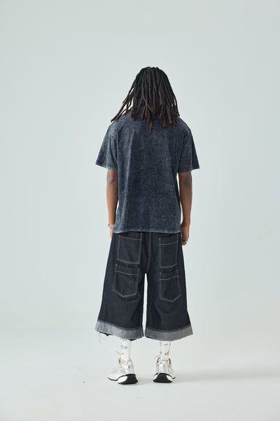 DOUBLECRAZY Flame Two-Faced Man Diamond Distressed Vintage T-shirt