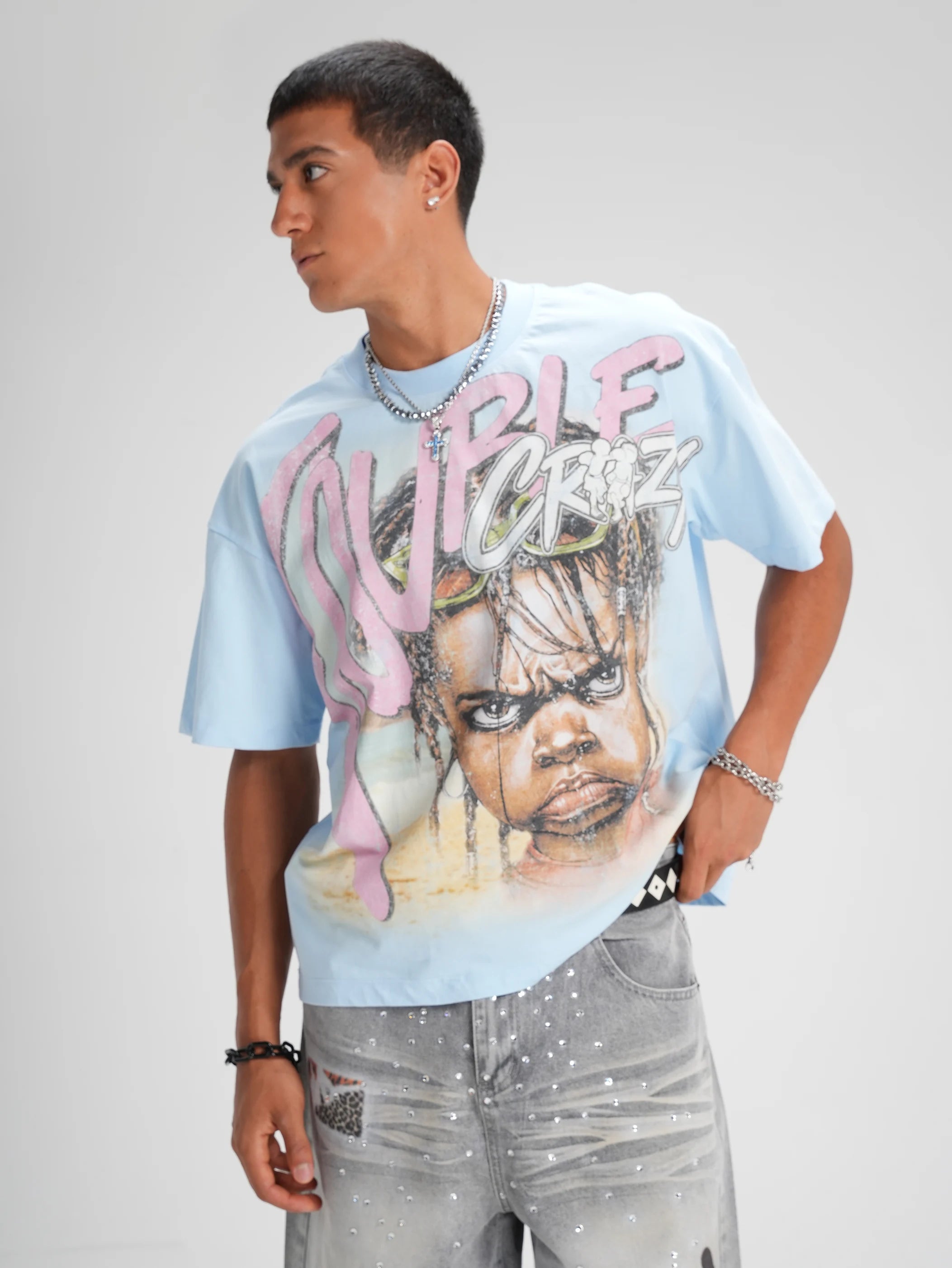 Camiseta Boxy para Niño Rockstar Braids-602