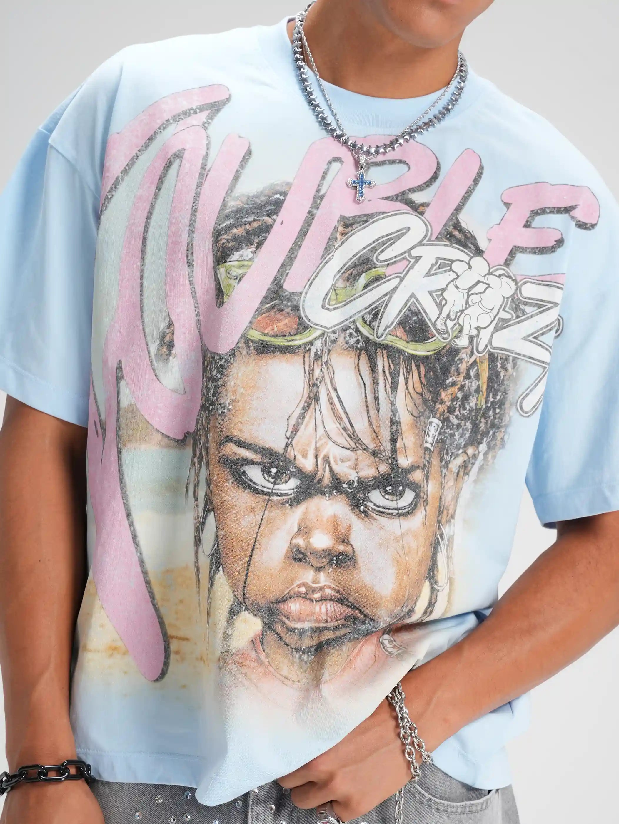 Camiseta Boxy para Niño Rockstar Braids-602