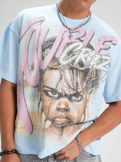 Camiseta Boxy para Niño Rockstar Braids-602