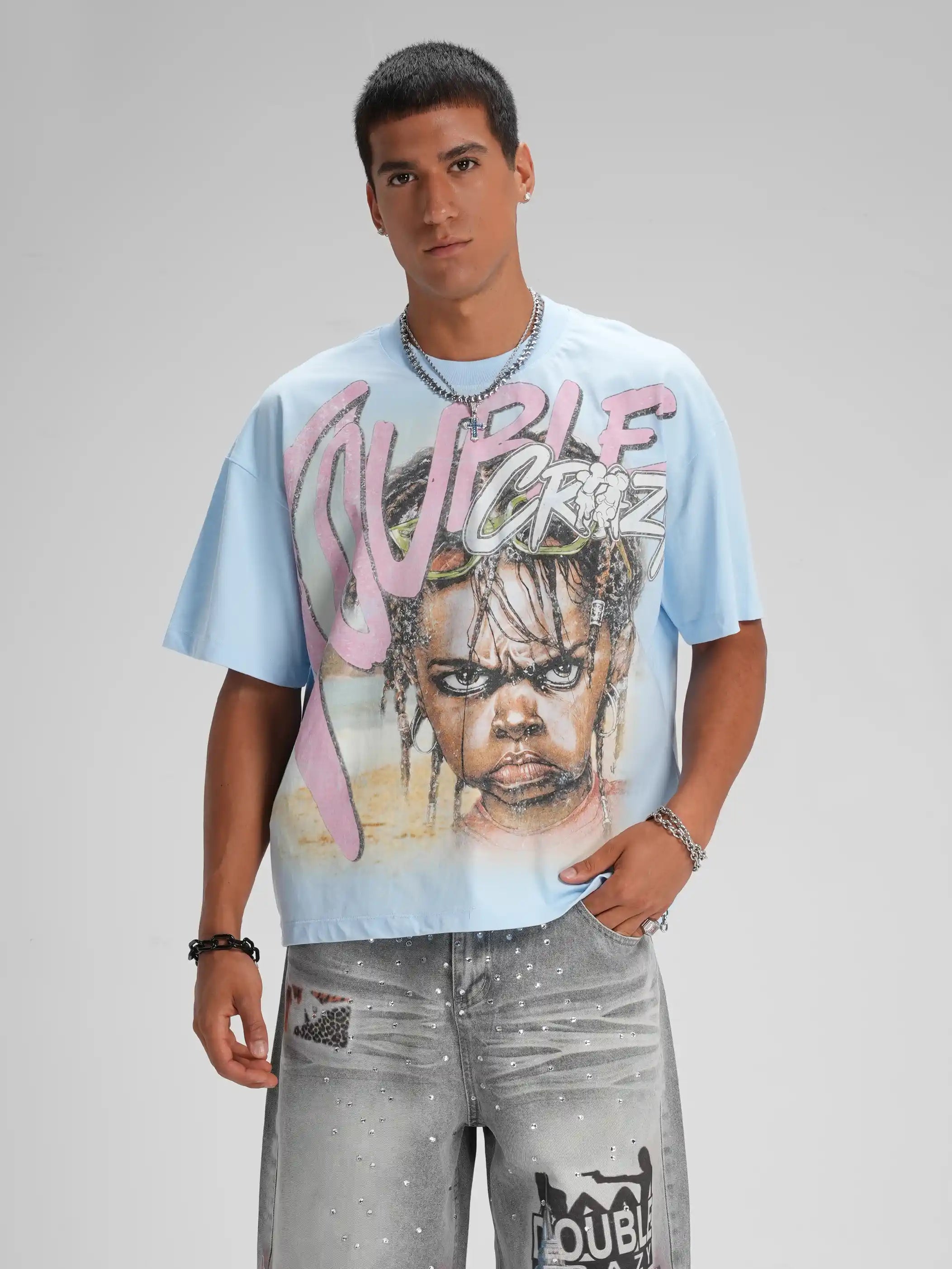 Camiseta Boxy para Niño Rockstar Braids-602