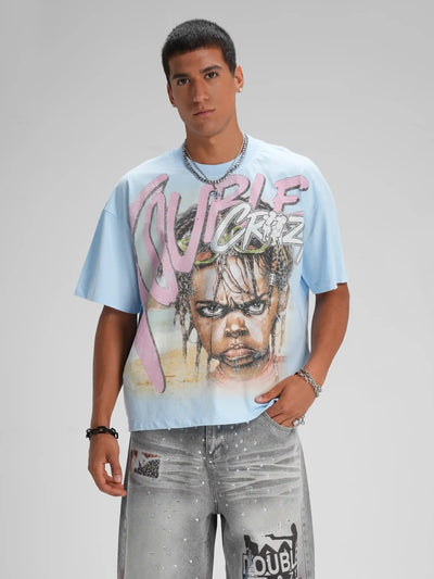 Camiseta Boxy para Niño Rockstar Braids-602