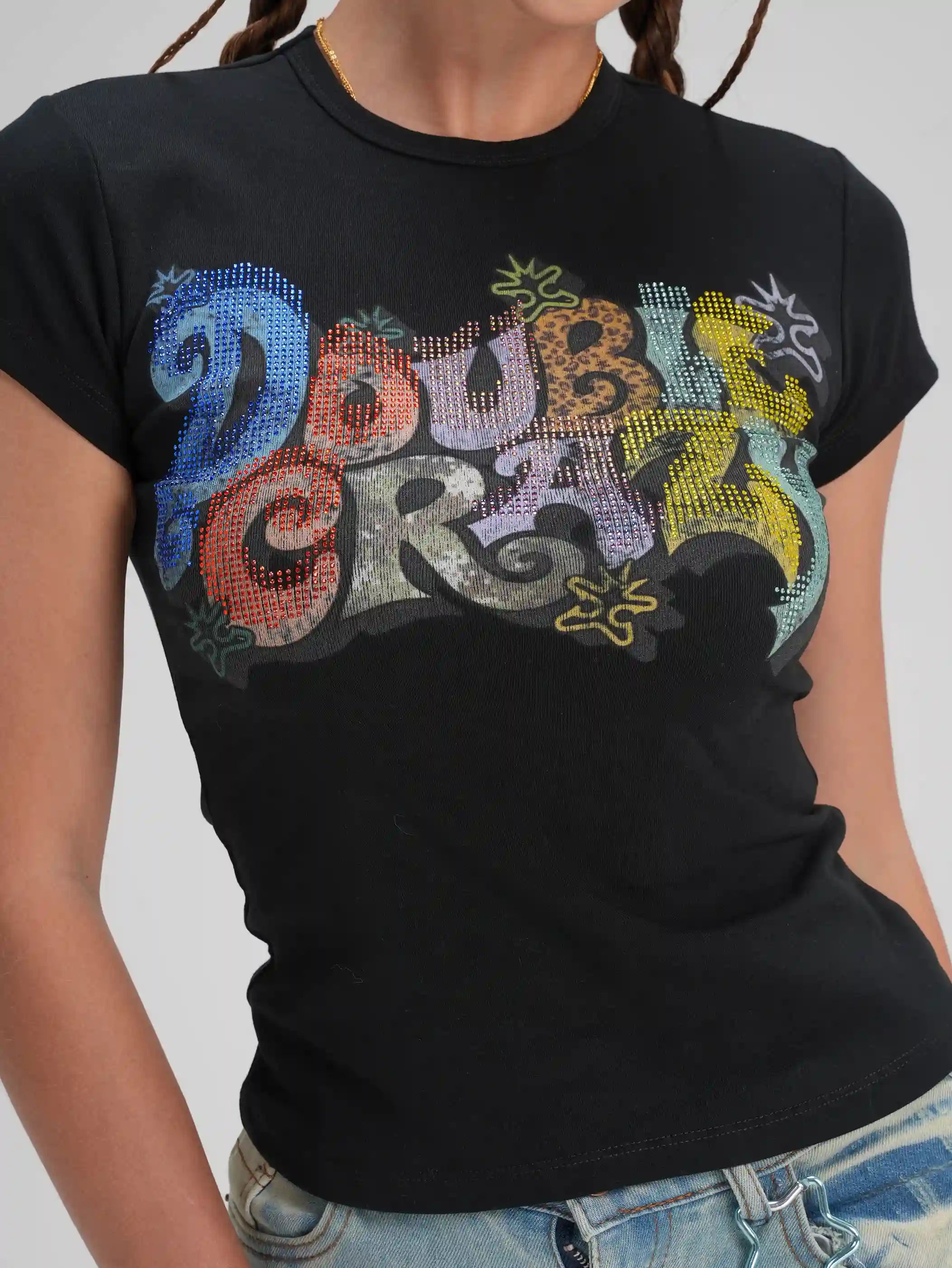 Iced Out Bubble Text Baby Tee-604
