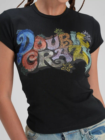 Iced Out Bubble Text Baby Tee-604