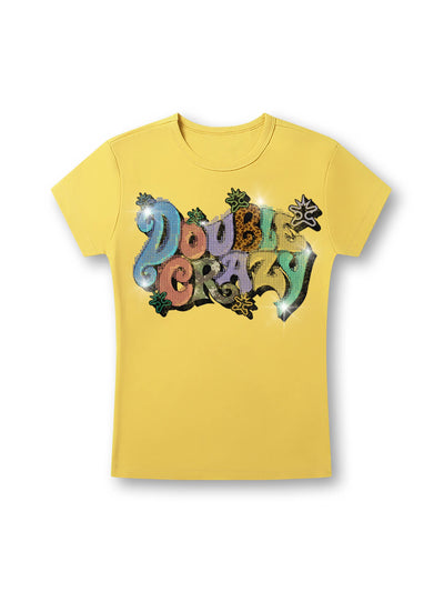 Camiseta corta con texto de burbujas helado-604