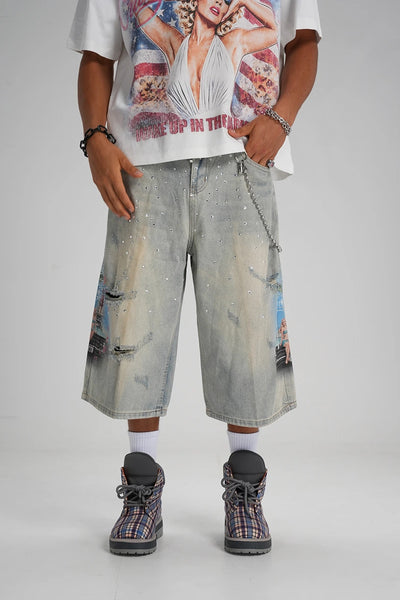 Bling Pin-up Distressed Jorts-609