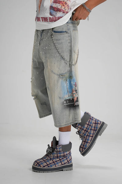 Bling Pin-up Distressed Jorts-609