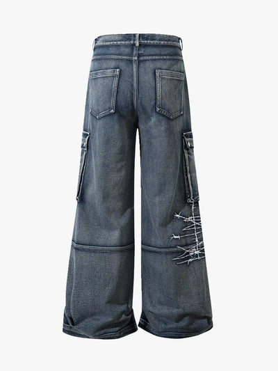 Street Repair Cargo Denim Pants-S1061