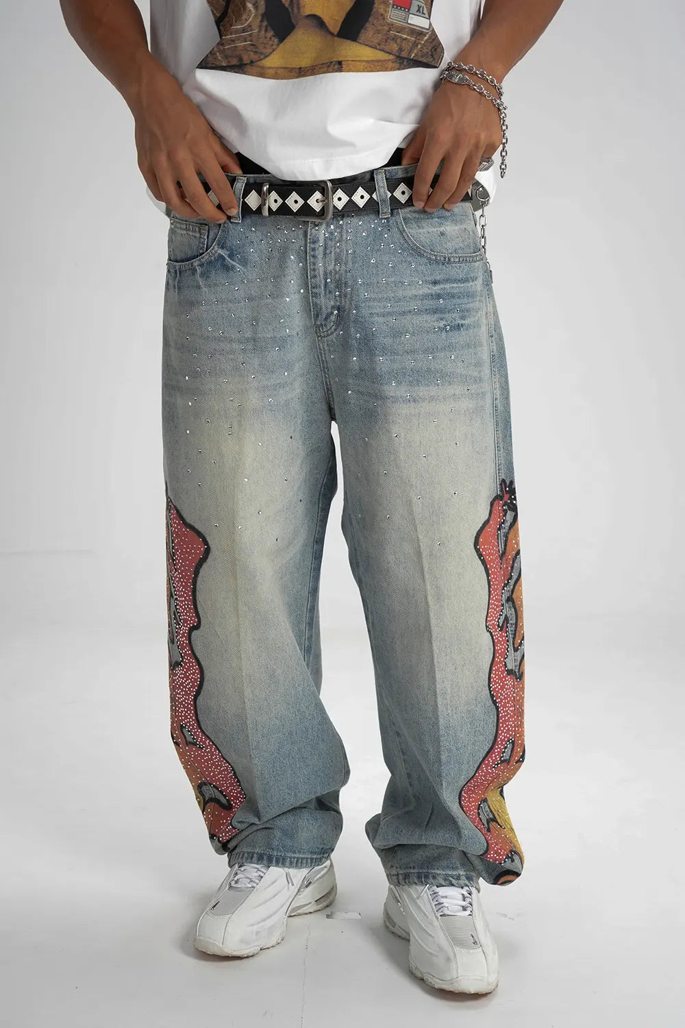 Sparkle Tribal Fire Wide Jeans-611