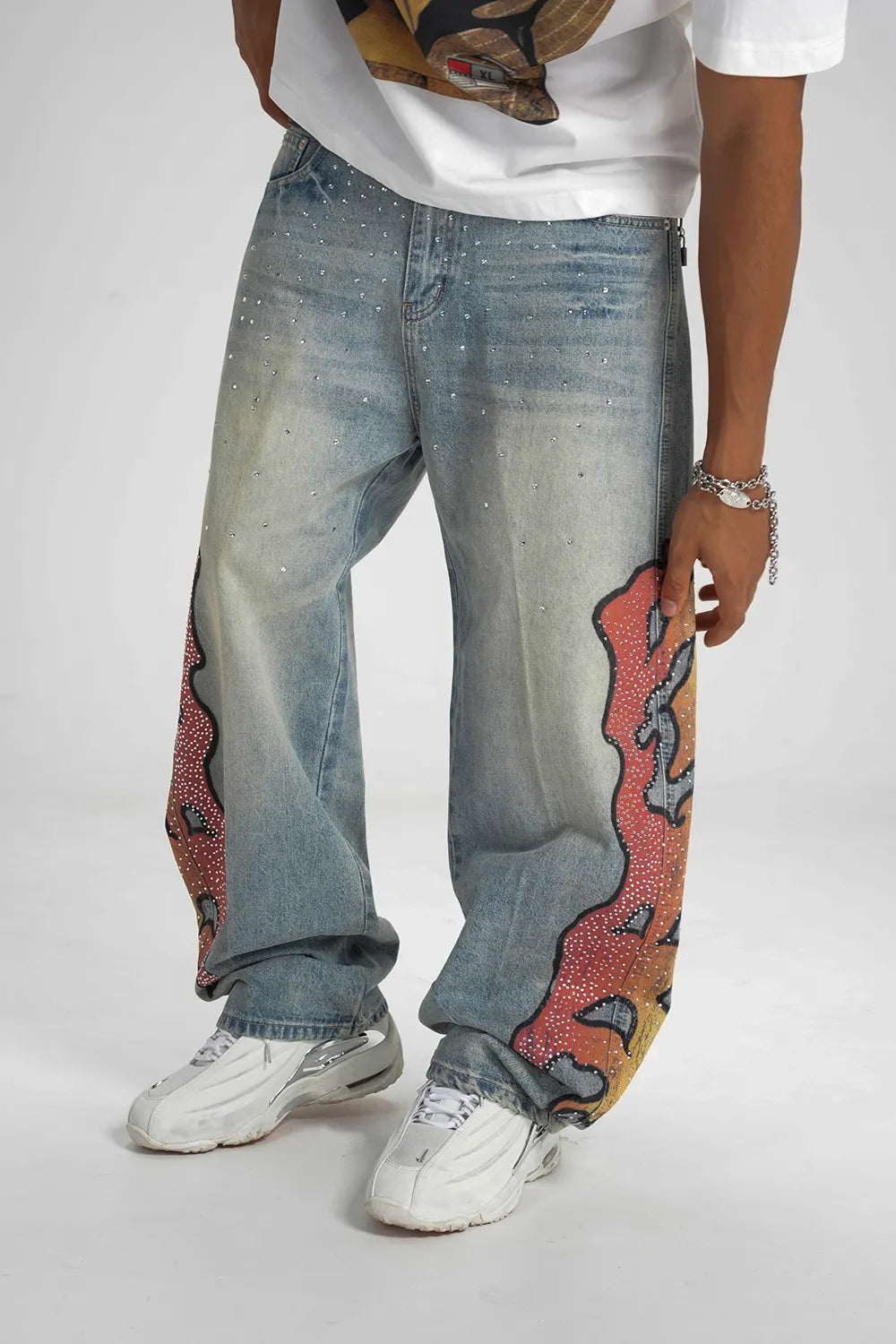 Sparkle Tribal Fire Wide Jeans-611