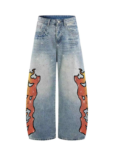 Sparkle Tribal Fire Wide Jeans-611