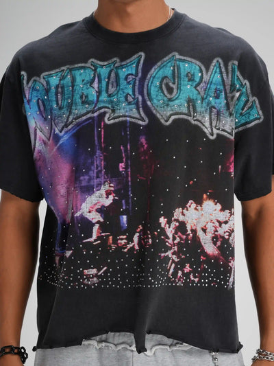 T-shirt Sparkle Crowd à ourlet déchiré-616