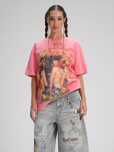 T-shirt ample R&B délavé années 90-619