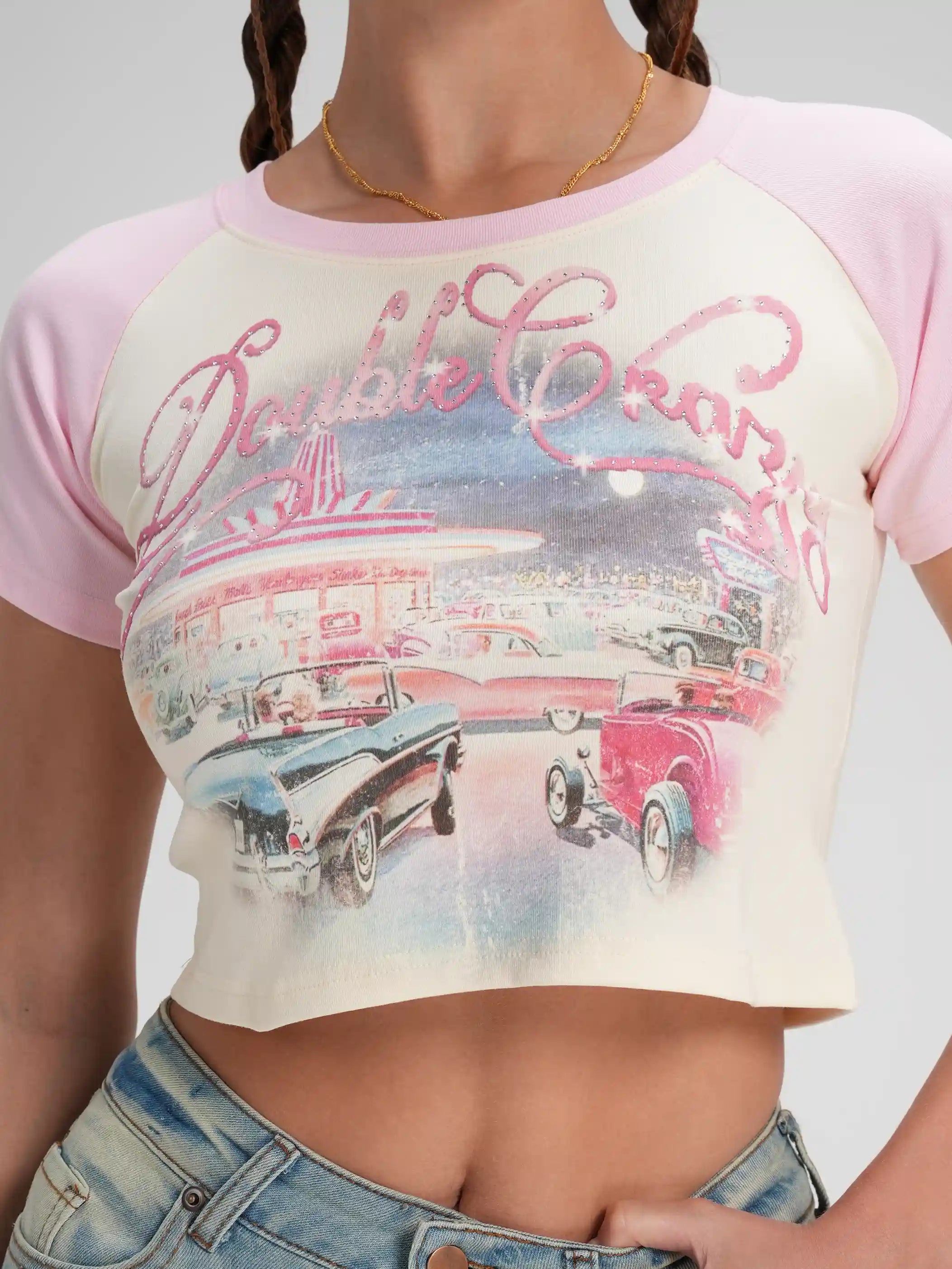 Bling Retro Car Crop Top-620
