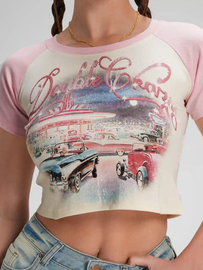 Bling Retro Car Crop Top-620