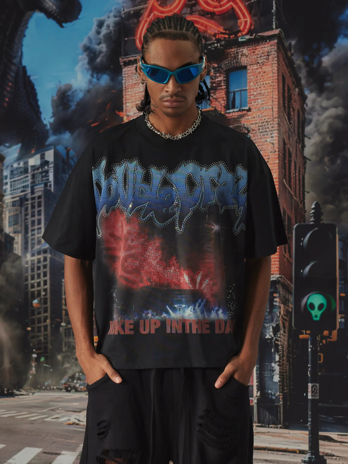 Camiseta Bling Concert con efecto desgastado-626