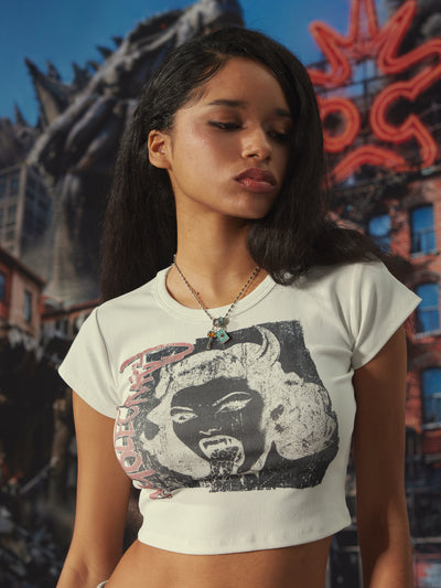 Washed Leopard Tongue Baby Tee-742