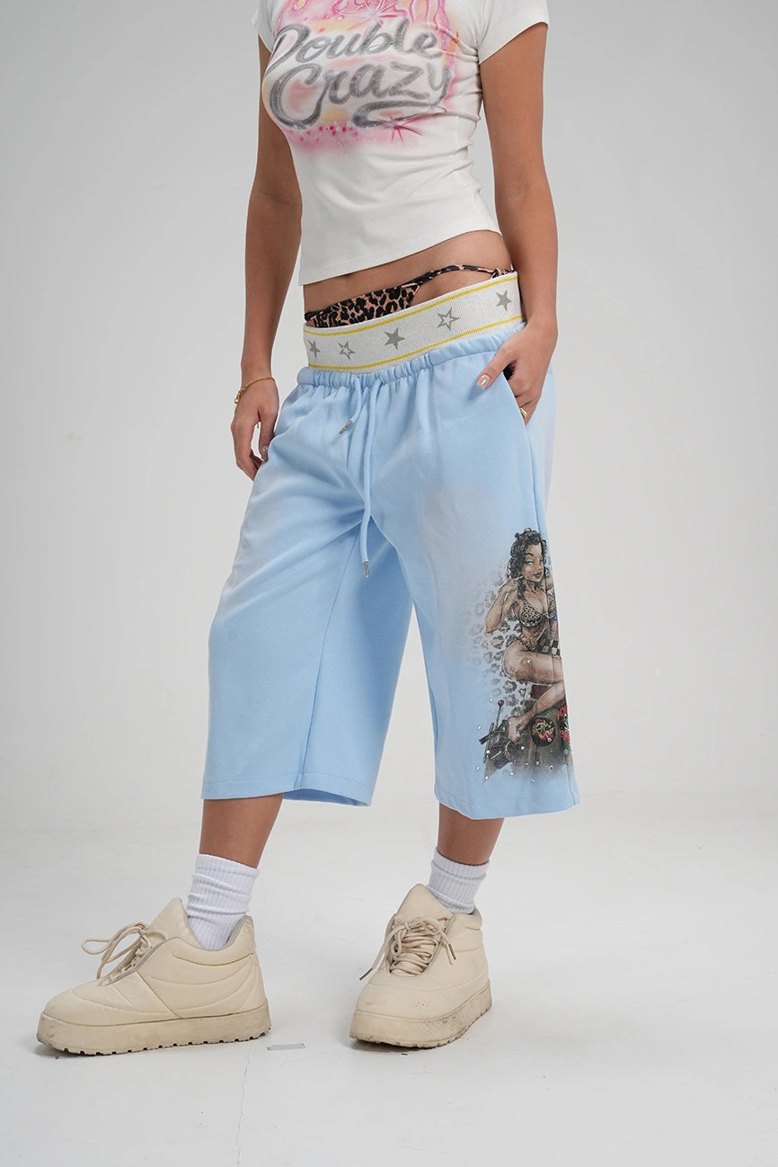 Faded Pin Up Layered Shorts-664