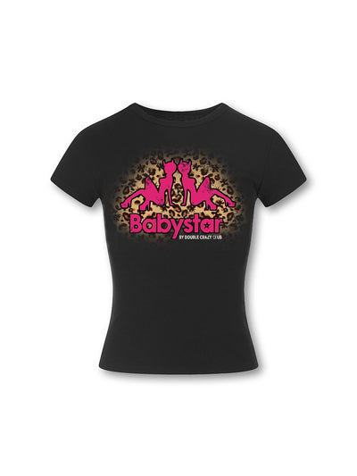 T-shirt court léopard motif fille diabolique bébé-651