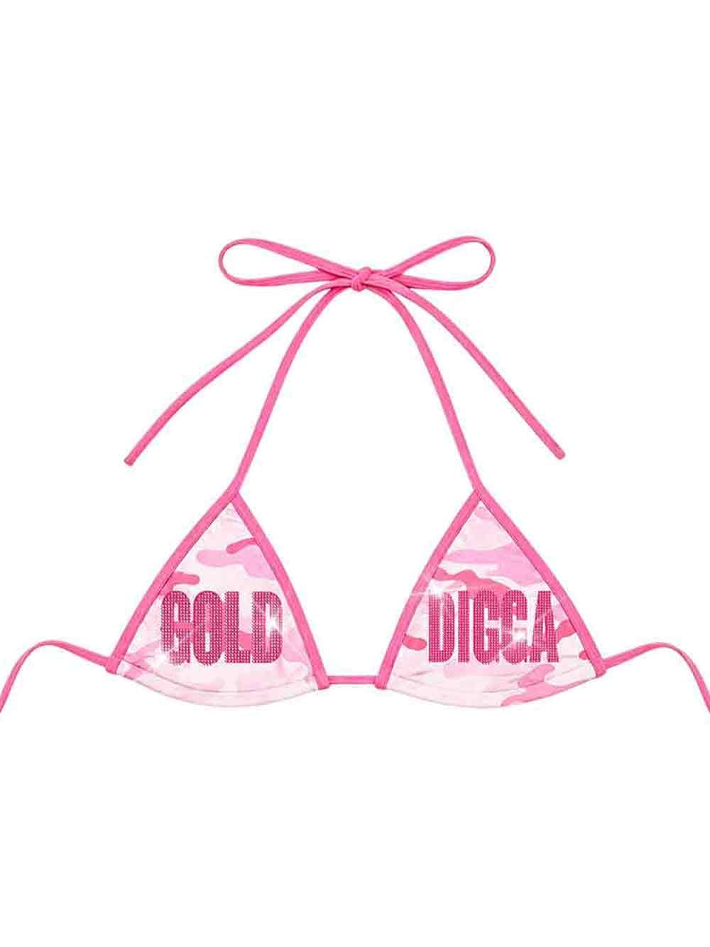 Rhinestone Pink Camo Bikini Set-653
