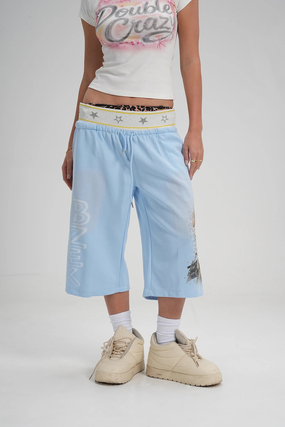 Faded Pin Up Layered Shorts-664