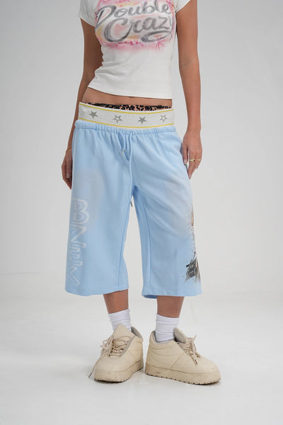 Faded Pin Up Layered Shorts-664