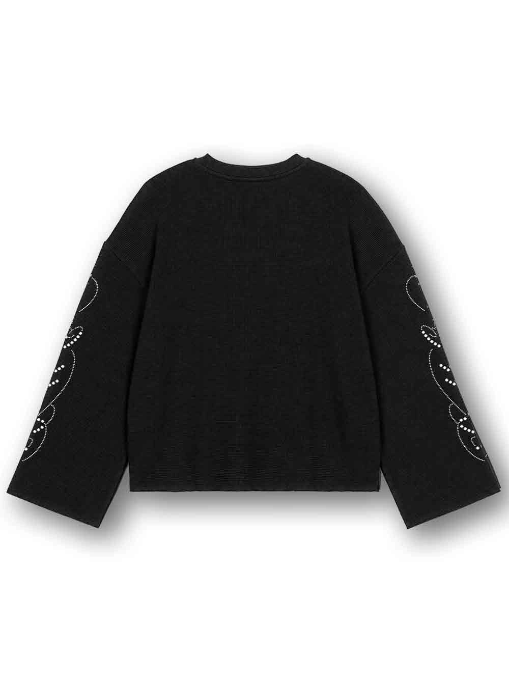 Rhinestone Pin Up Waffle L/S-671