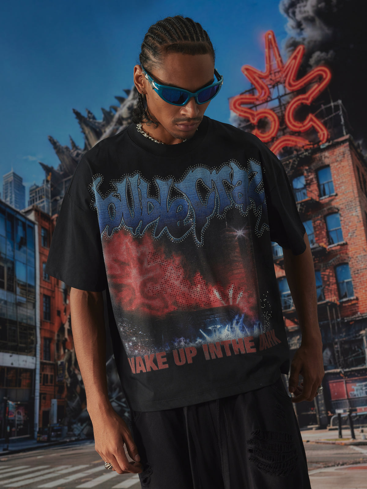 Camiseta Bling Concert con efecto desgastado-626