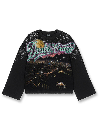 Bling Moon City Distressed L/S-686