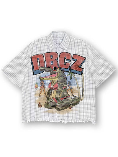 Distressed Gator Grid Shirt-668