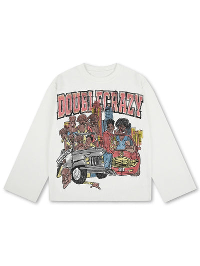 Vintage rap crew studded long sleeve front view DoubleCrazy