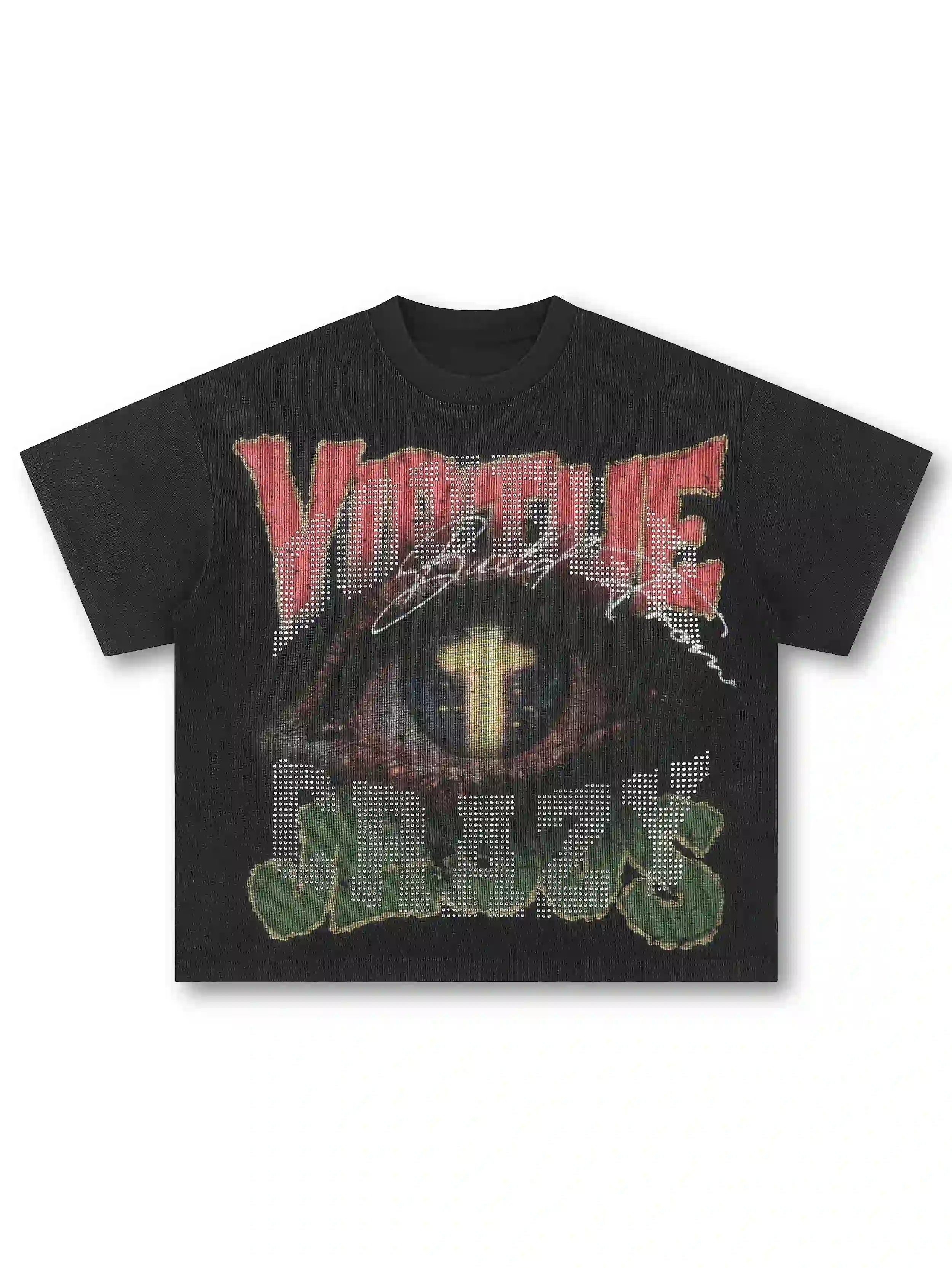 Camiseta Gofrada con Diamantes de Imitación y Ojo Turco-562