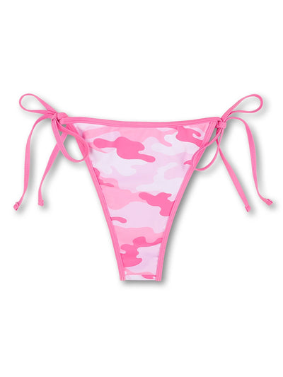 Conjunto de bikini rosa de camuflaje con pedrería-653