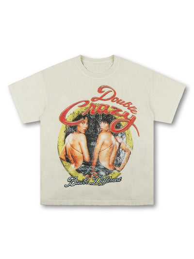Camiseta holgada con póster de R&B desgastado de los 90-619