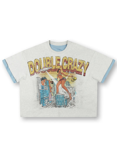 Camiseta de ciencia ficción dibujada a mano estilo Bling de los 90-534