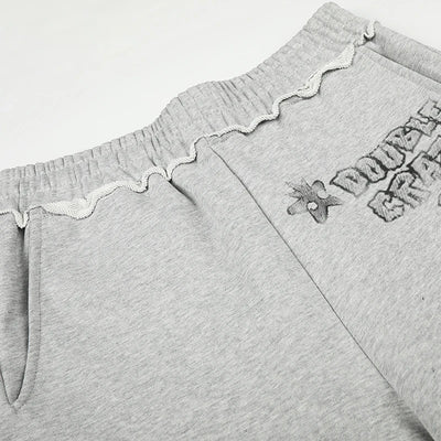 Rhinestone Flame Sweat Shorts-645