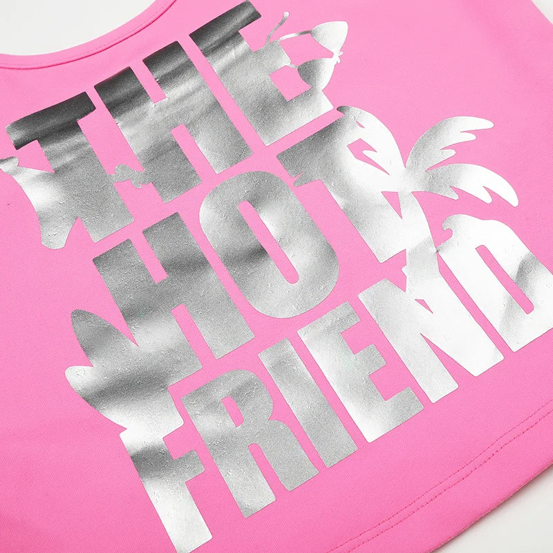 Metallic Tropical Slim Tank-638