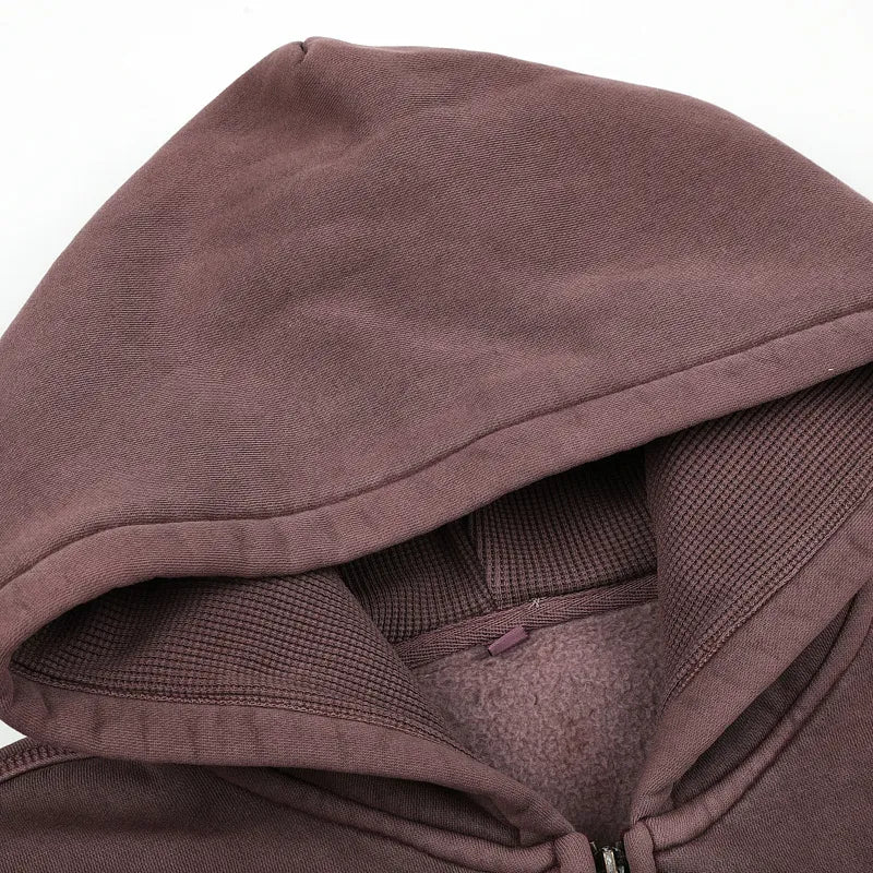 Snow Wash Foil Text Zip-Up-744
